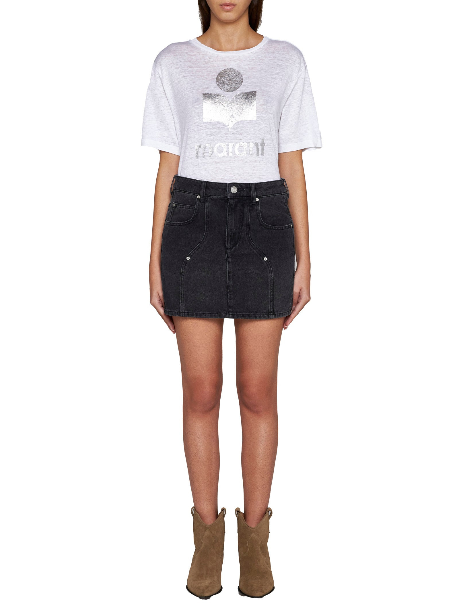 Marant Etoile Women Zewel Logo Linen T-Shirt - 2