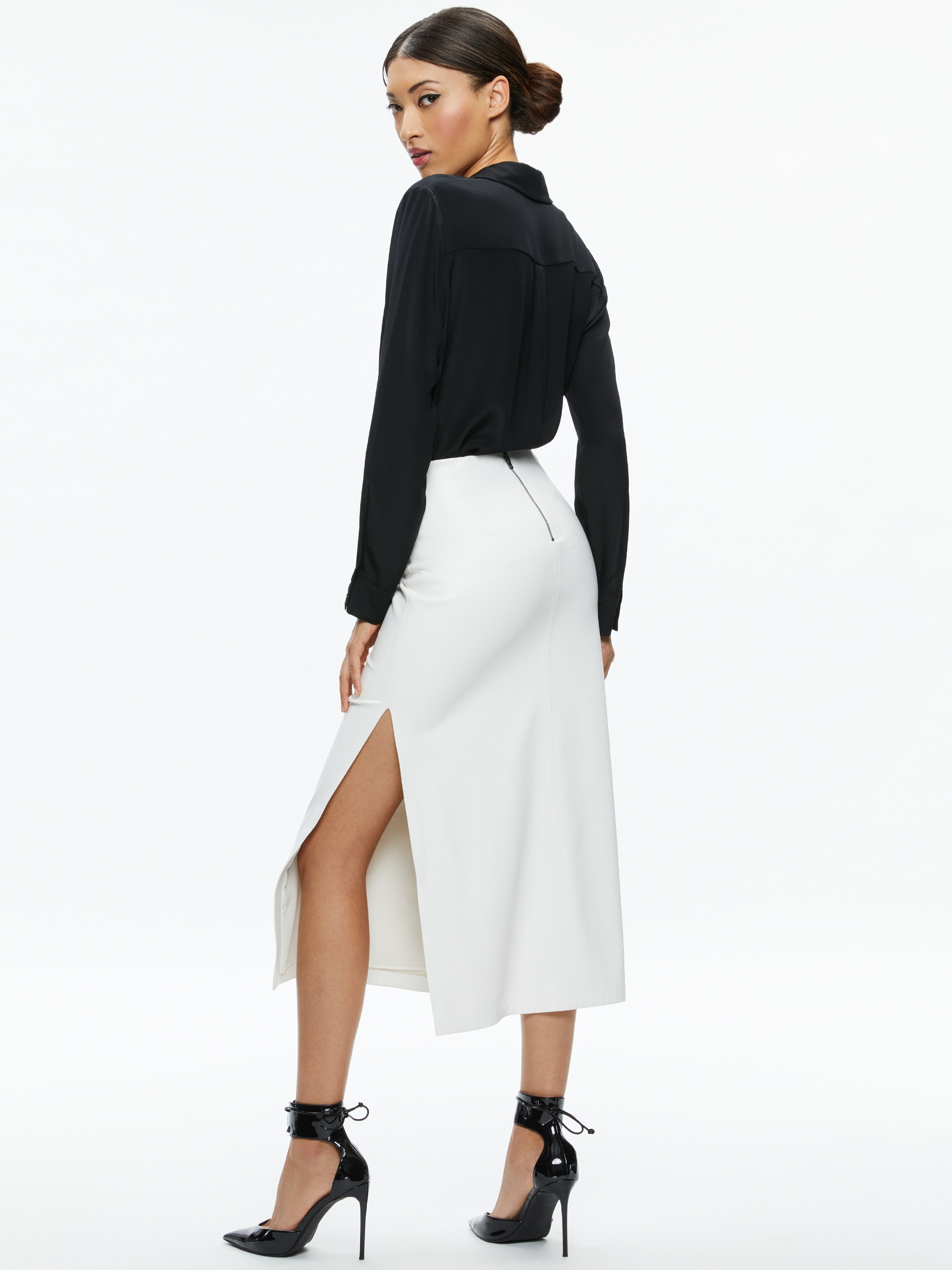 MAEVE VEGAN LEATHER MIDI SKIRT - 3