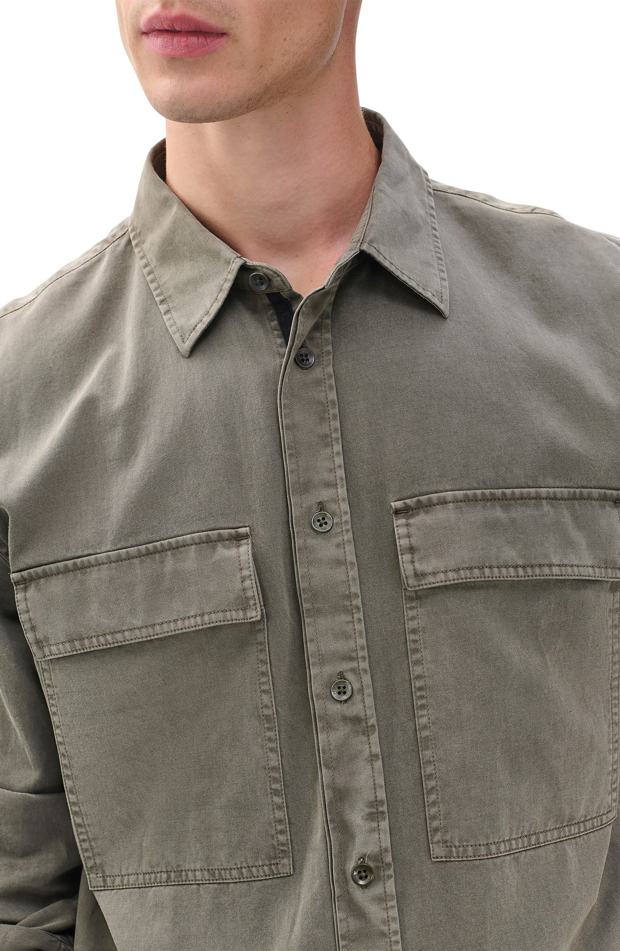 rag & bone Finch Cotton & Lyocell Button-Up Overshirt in Brown at Nordstrom - 2