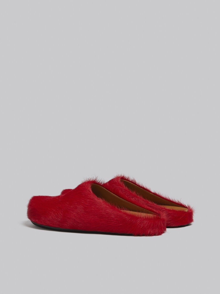 RED LONG HAIR CALFSKIN FUSSBETT SABOT - 3