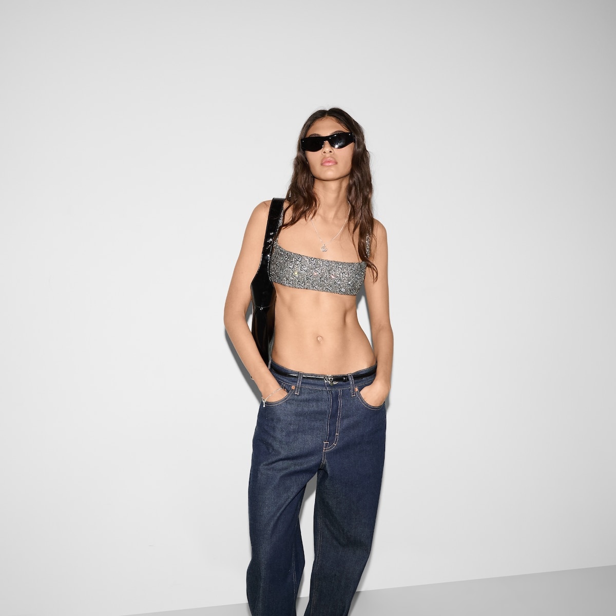 Embroidered GG wool tweed top - 6