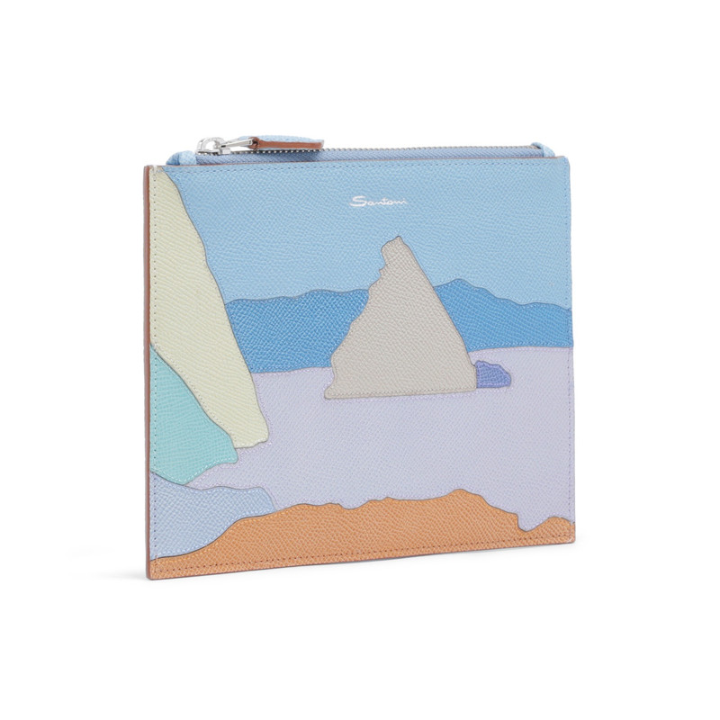 Light blue Saffiano leather mini pouch 5