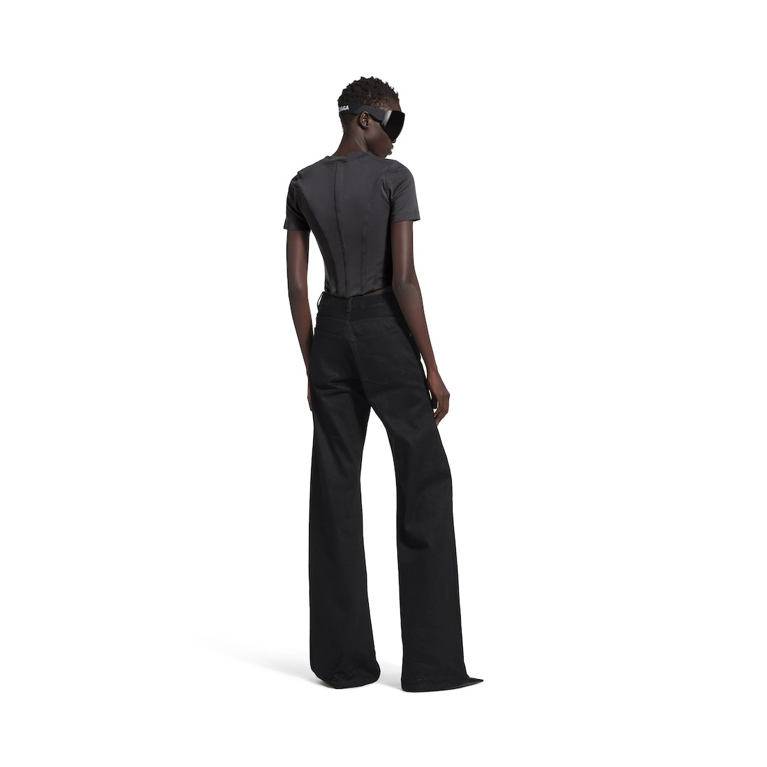 Women's Corseted T-shirt in Black - 4