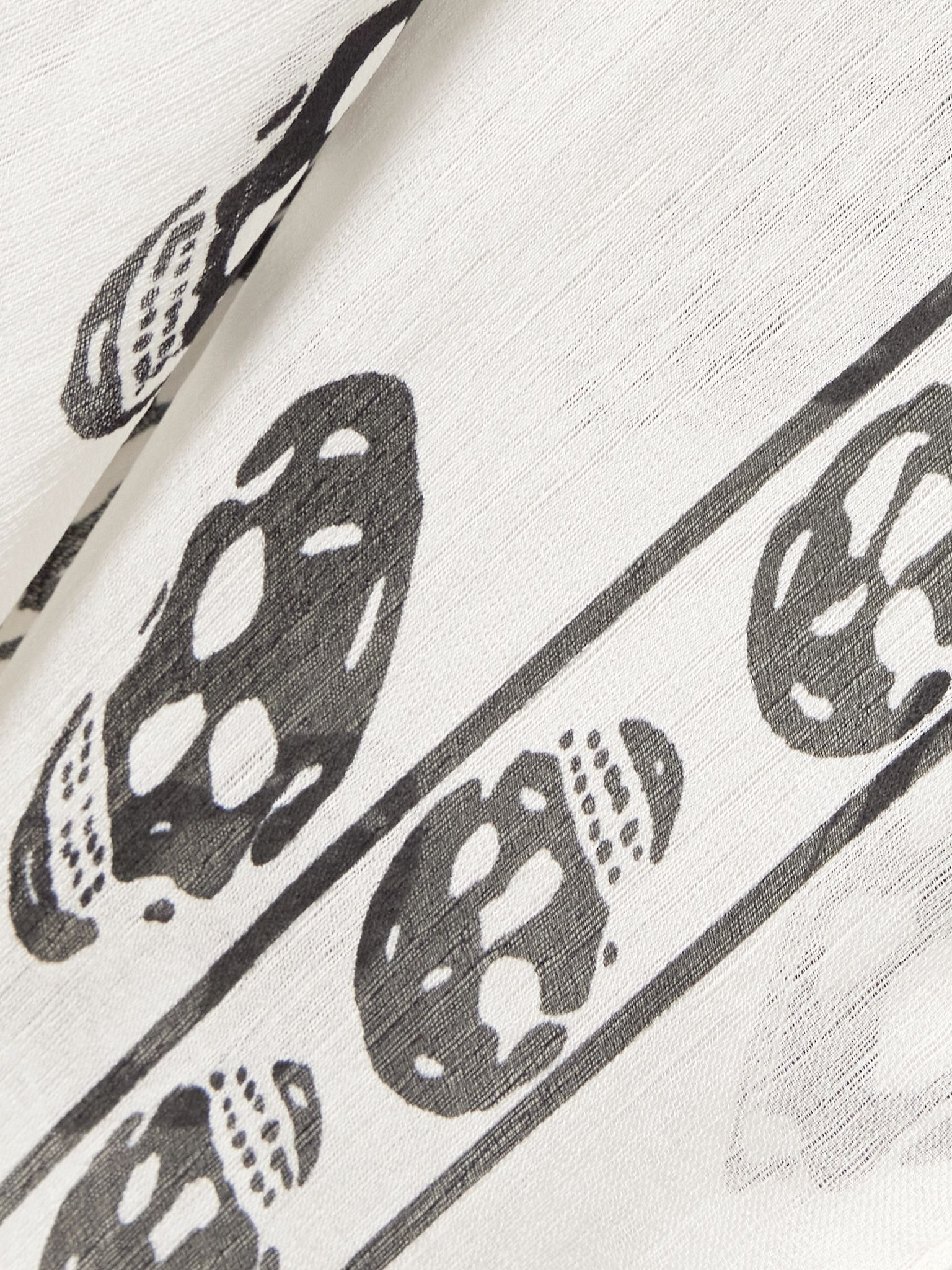Printed silk-chiffon scarf Ivory - 3