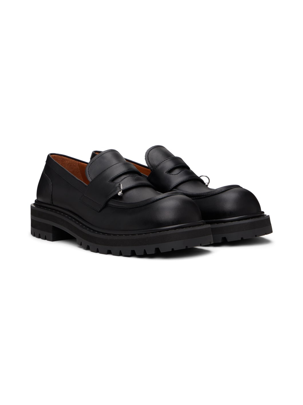 Black Leather Chunky Loafers - 4