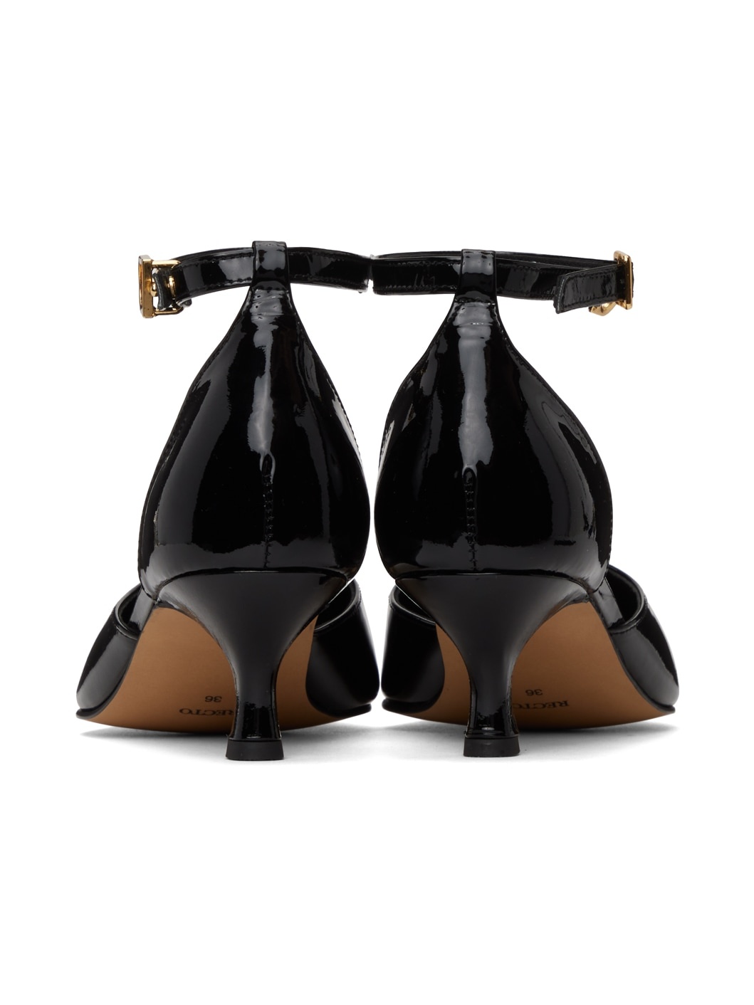 Black Logo Buckle Heels - 2