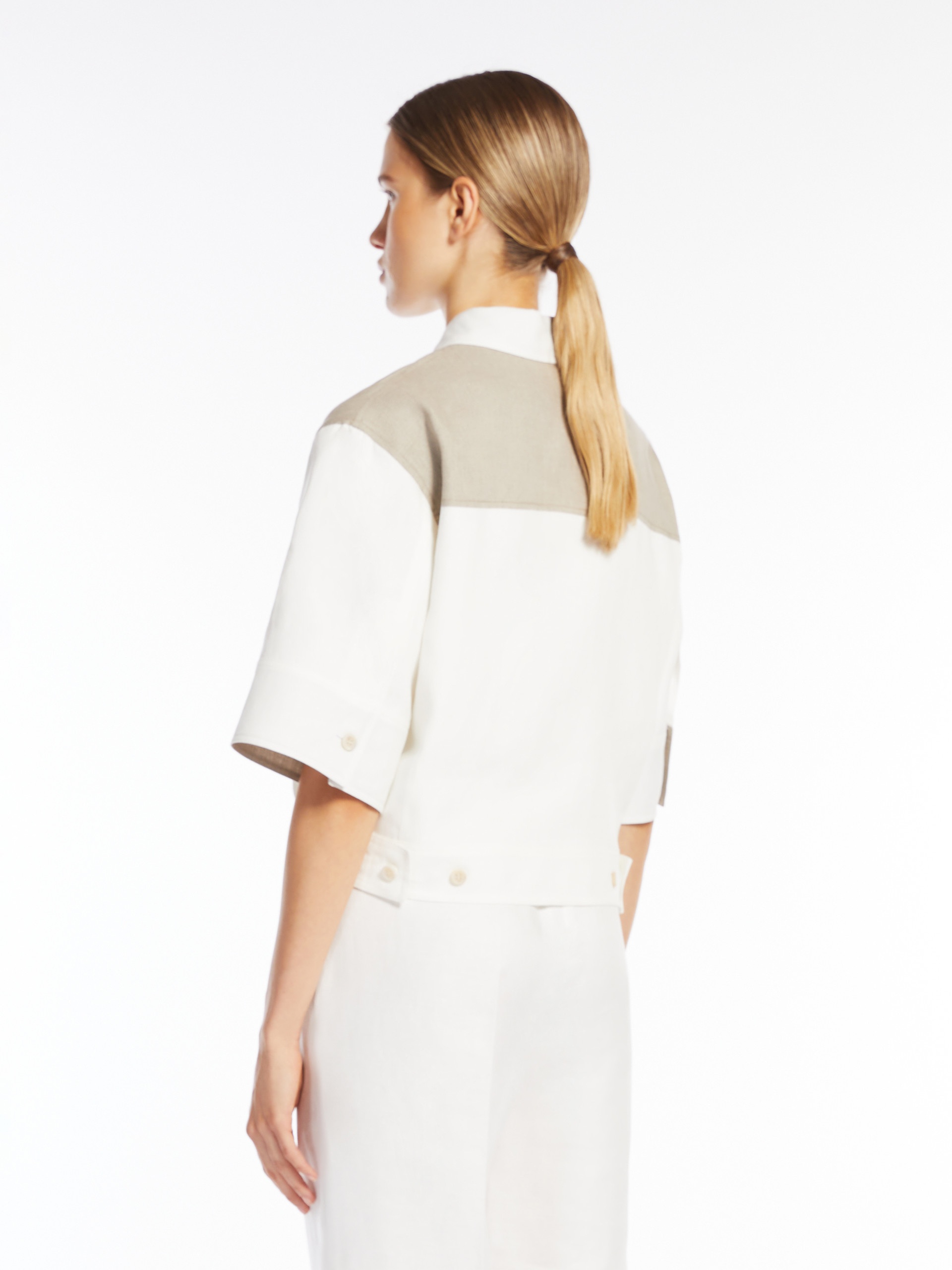 RADIOSO Linen canvas cropped blouse - 4