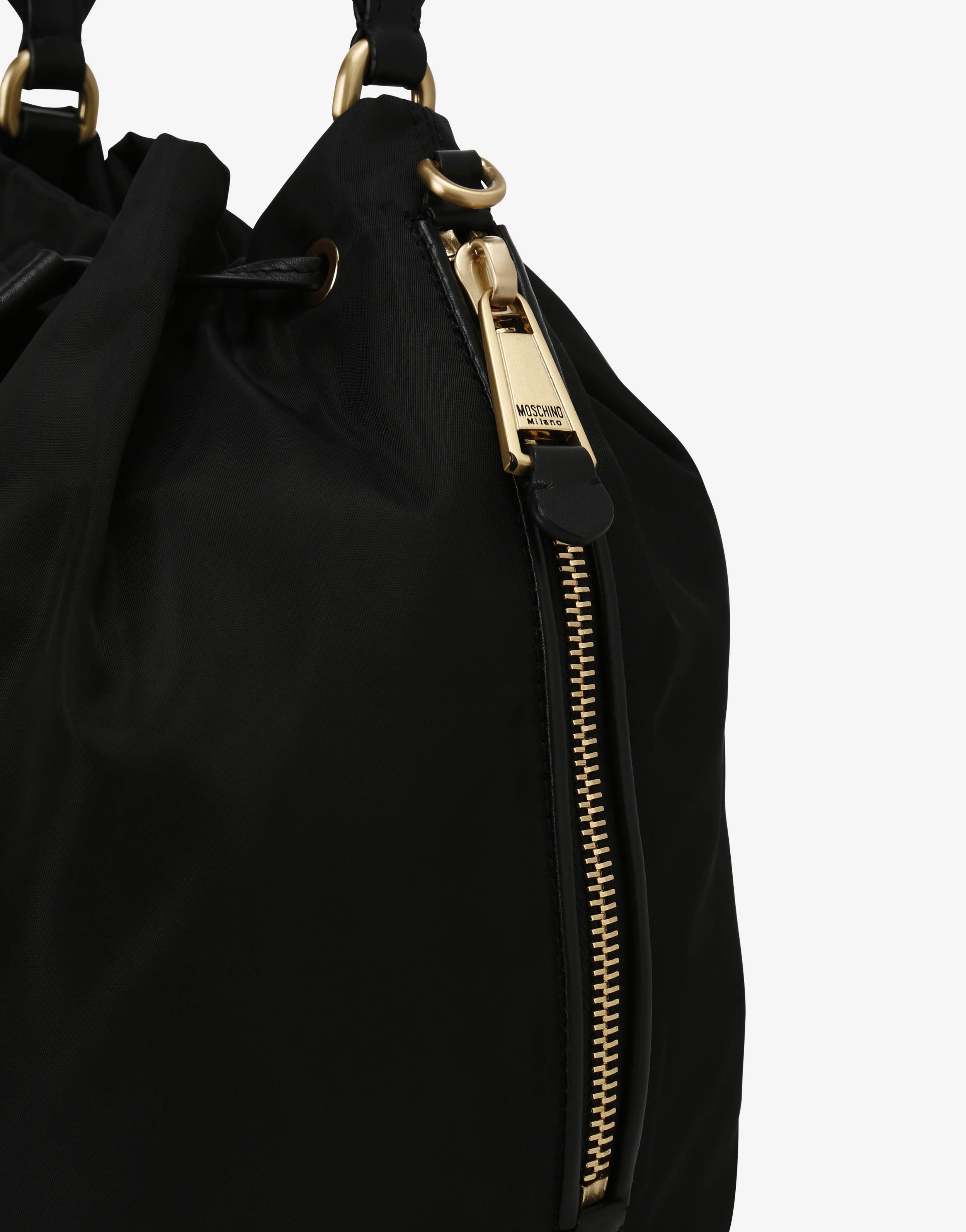 BUCKET BAG WITH BRUSHED GOLD LOGO - 5