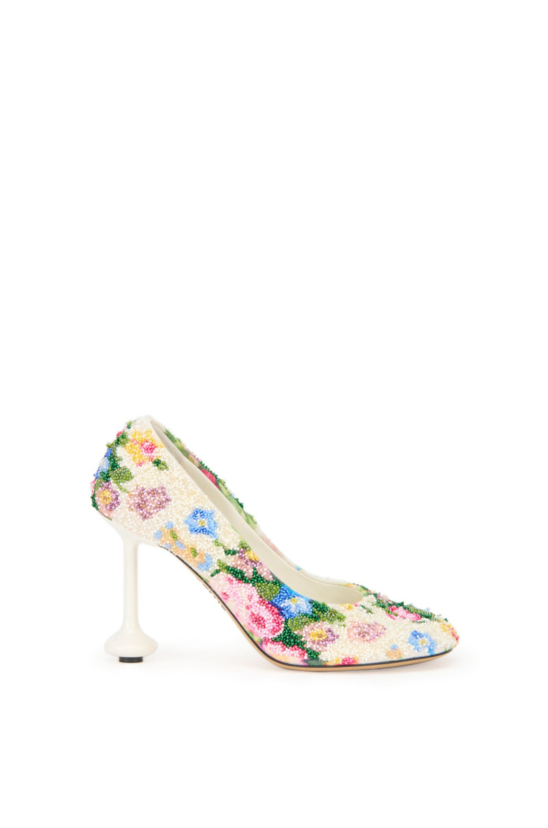 Toy pump in beaded embroidered canvas 1