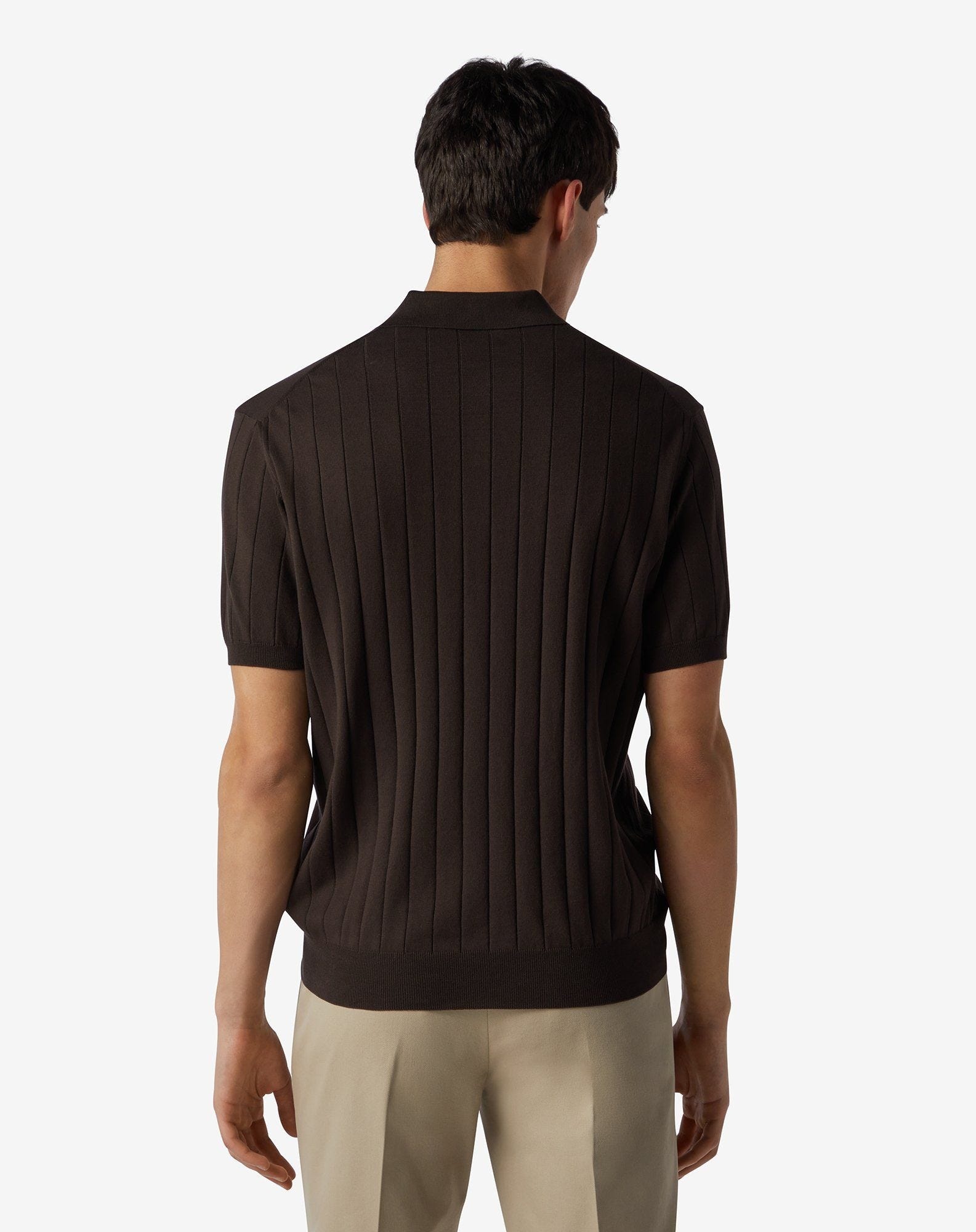 Brown button-up Pima cotton polo shirt - 2