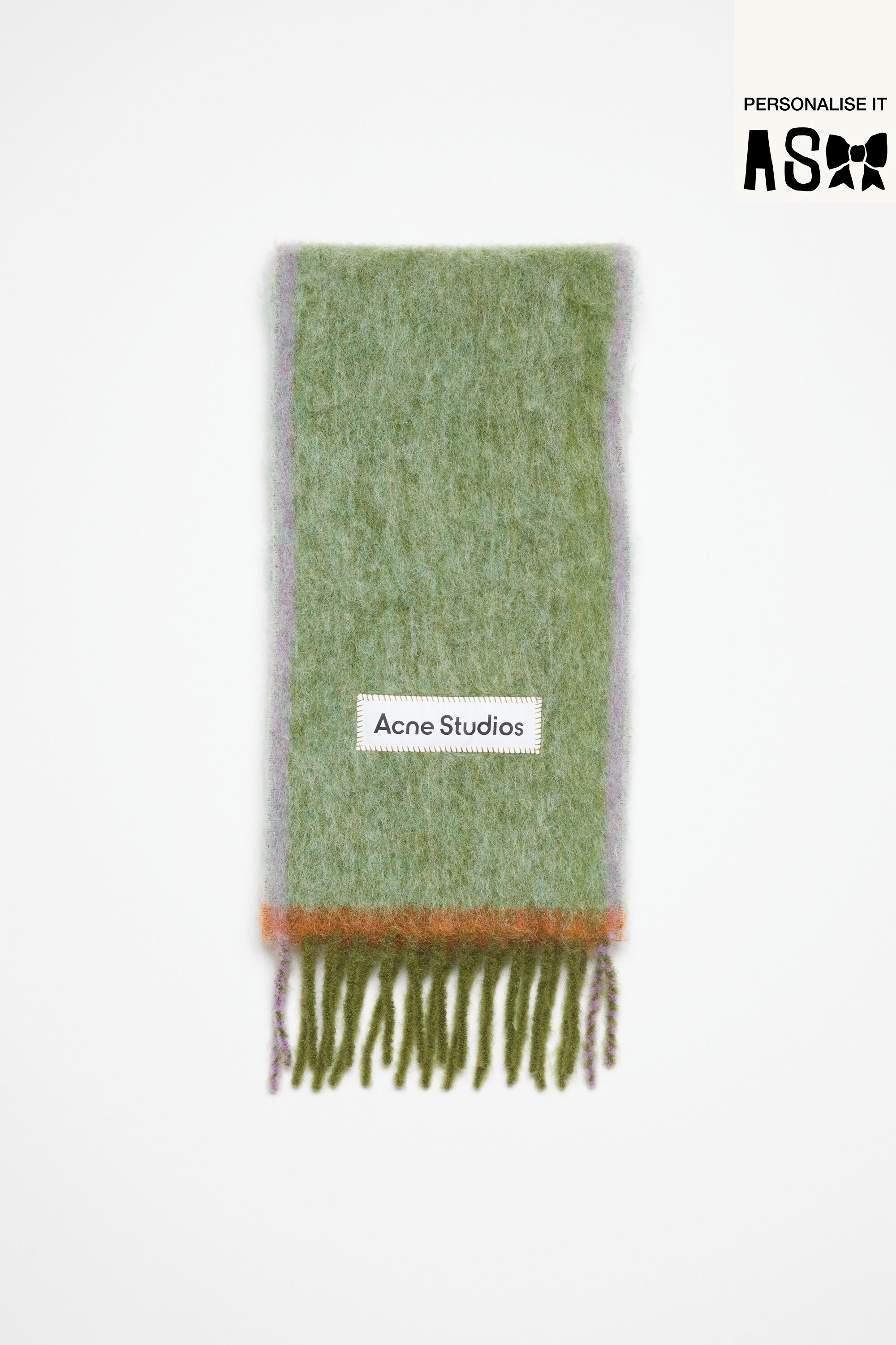 Wool mohair scarf - Narrow - Grass green - 1
