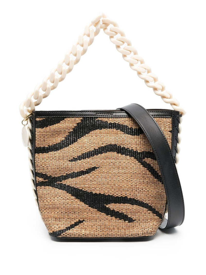 tiger jacquard raffia bucket bag 1