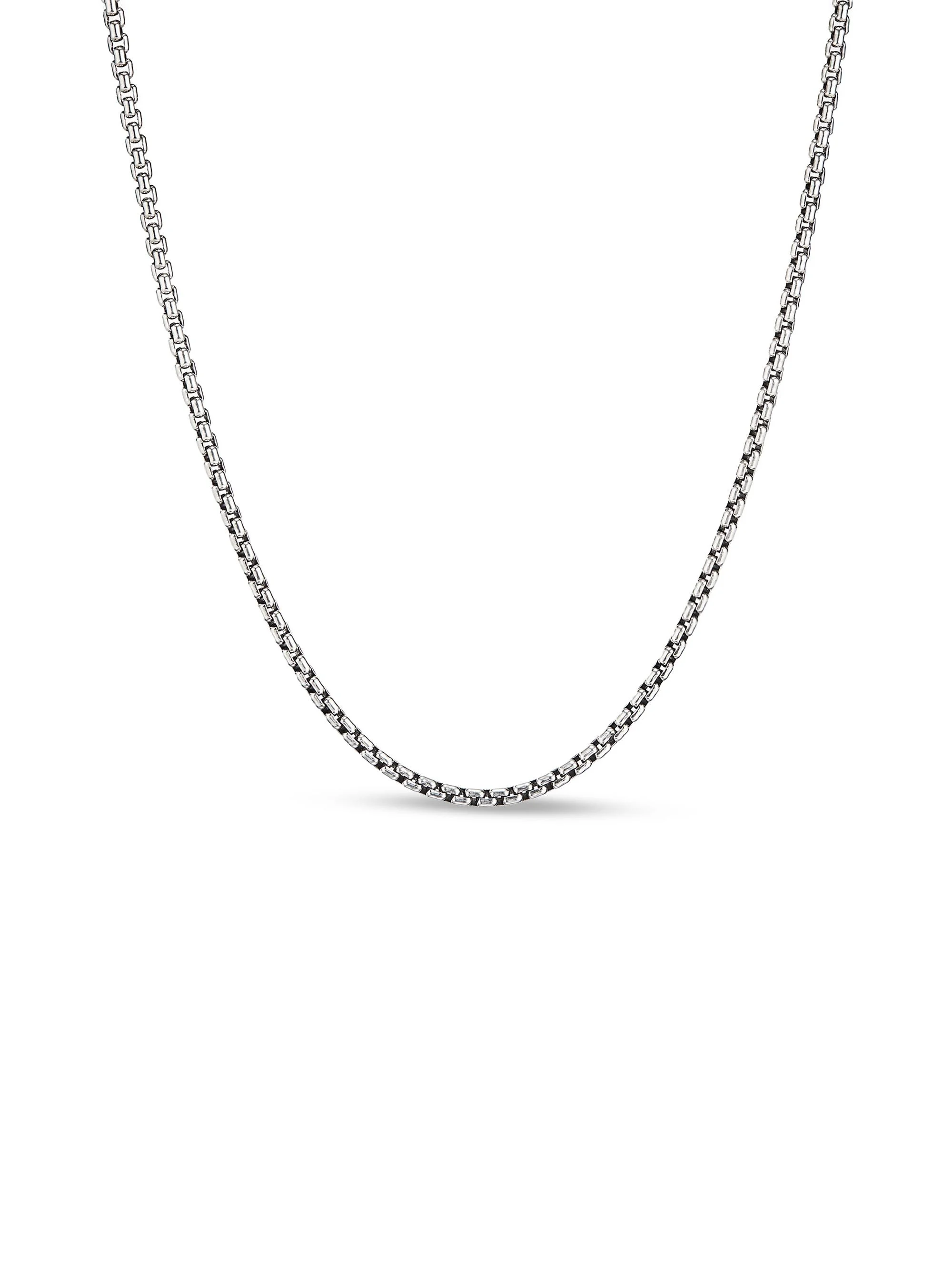 Men's Box Chain Necklace in Sterling Silver, 2.7mm - Silver - 1
