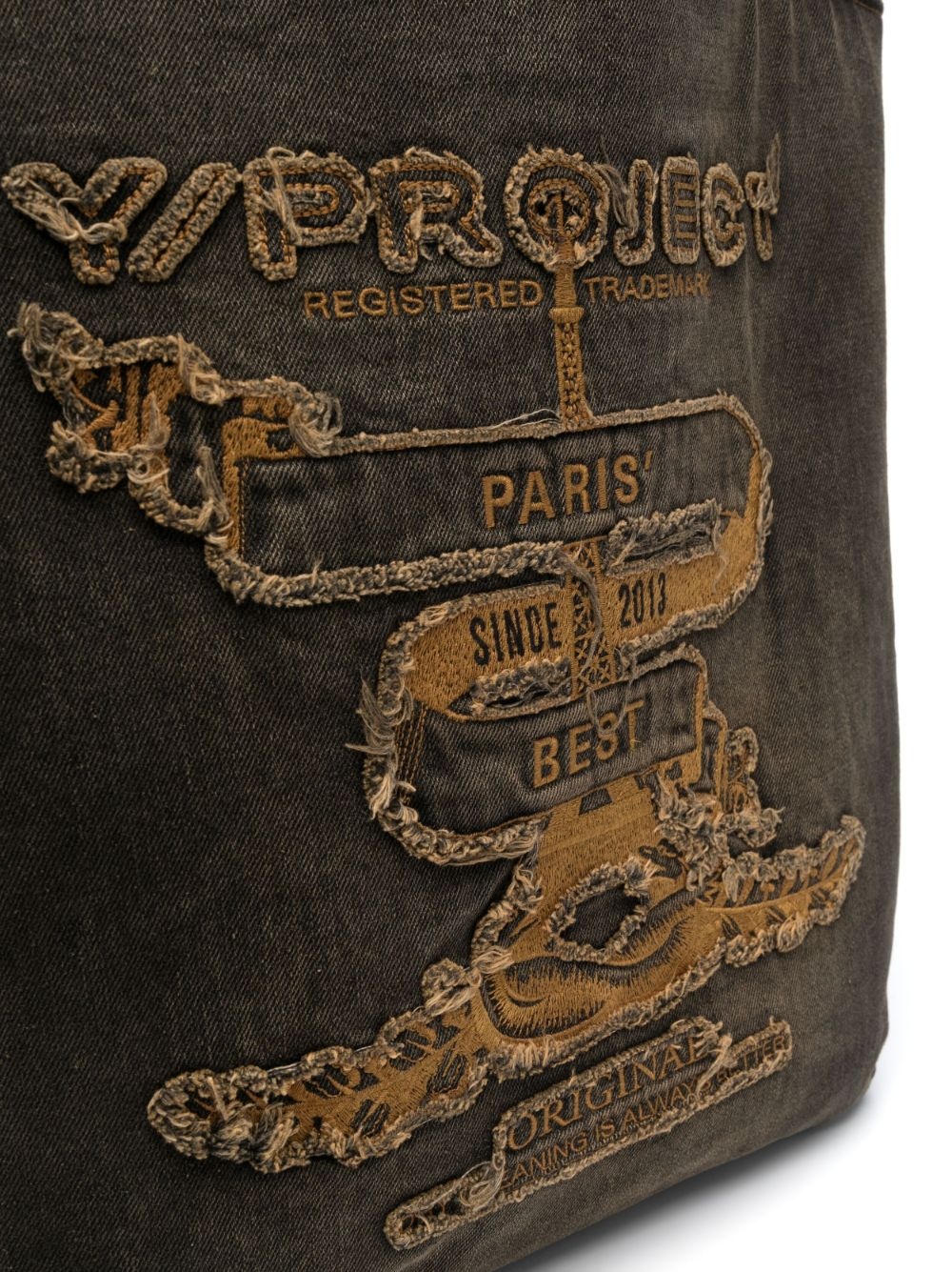 Paris' Best logo-embroidered denim tote bag - 4