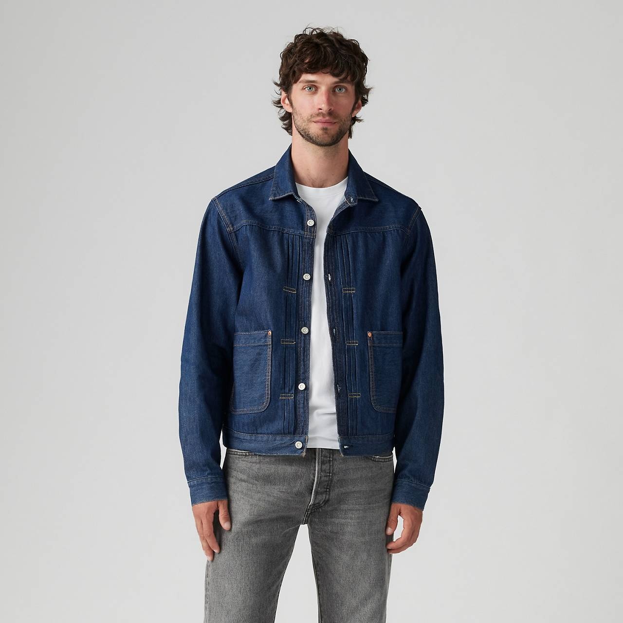 LIGHTWEIGHT PLEATED BLOUSE TRUCKER JACKET - 2