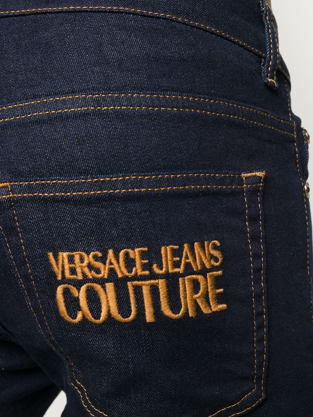 embroidered-logo slim fit jeans - 5