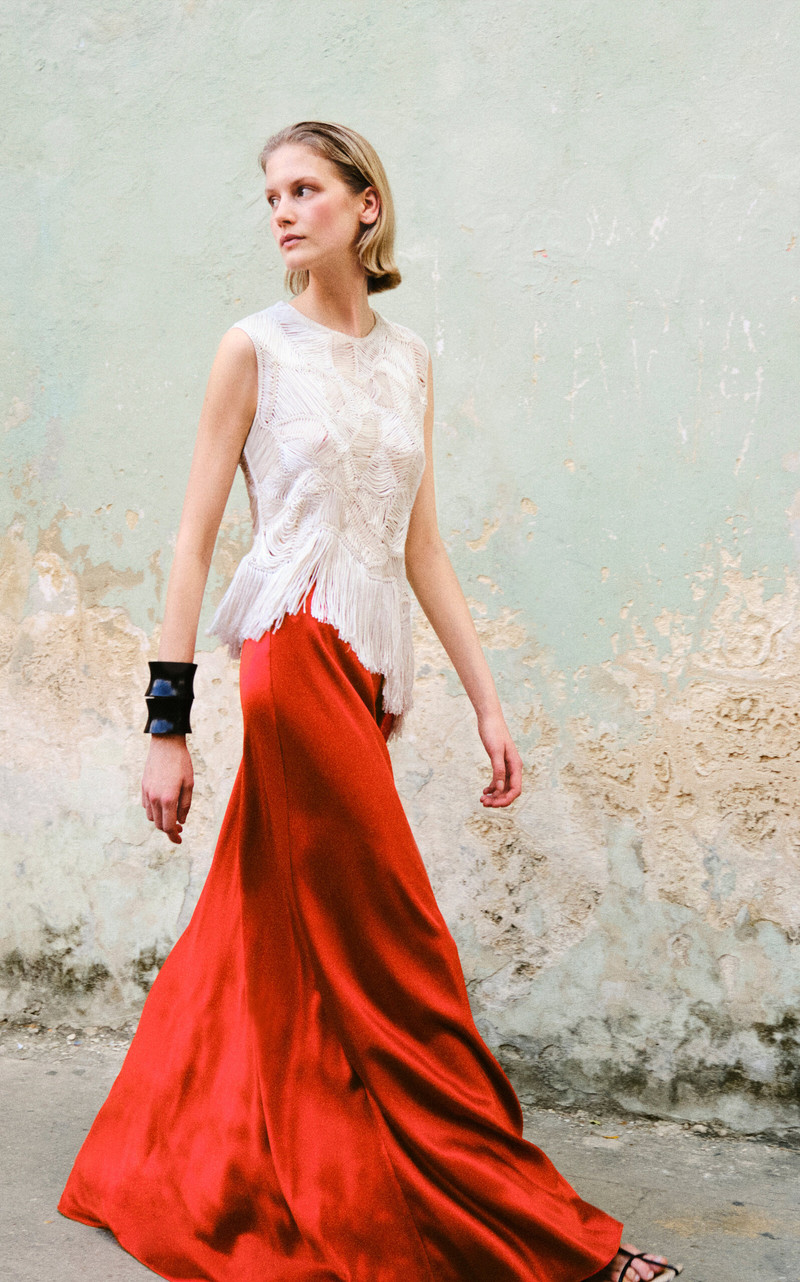 HEIRLOME Exclusive Antonia Silk Maxi Skirt orange outlook