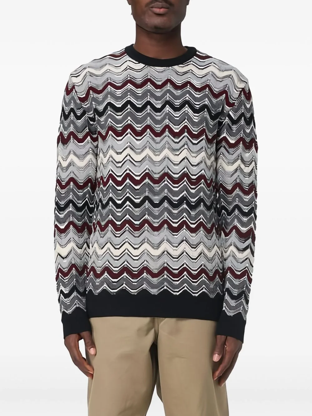 zigzag-pattern crew-neck sweater - 1