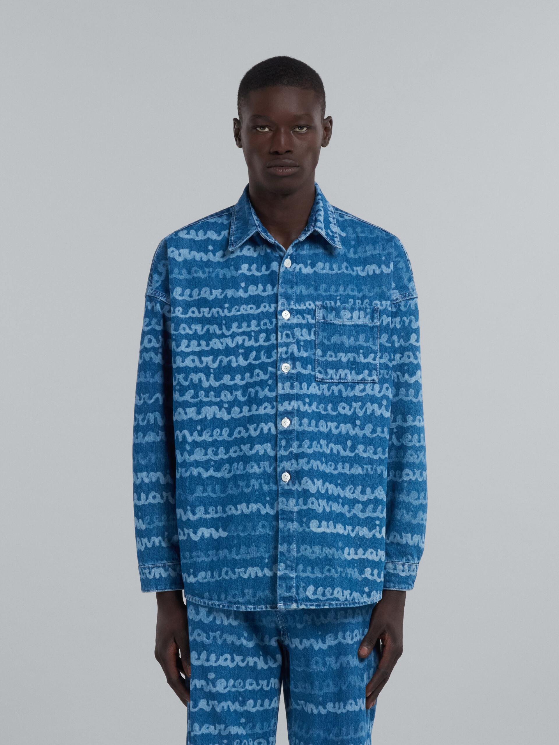 DENIM SPORTS SHIRT WITH MAREMARNI PRINT - 2