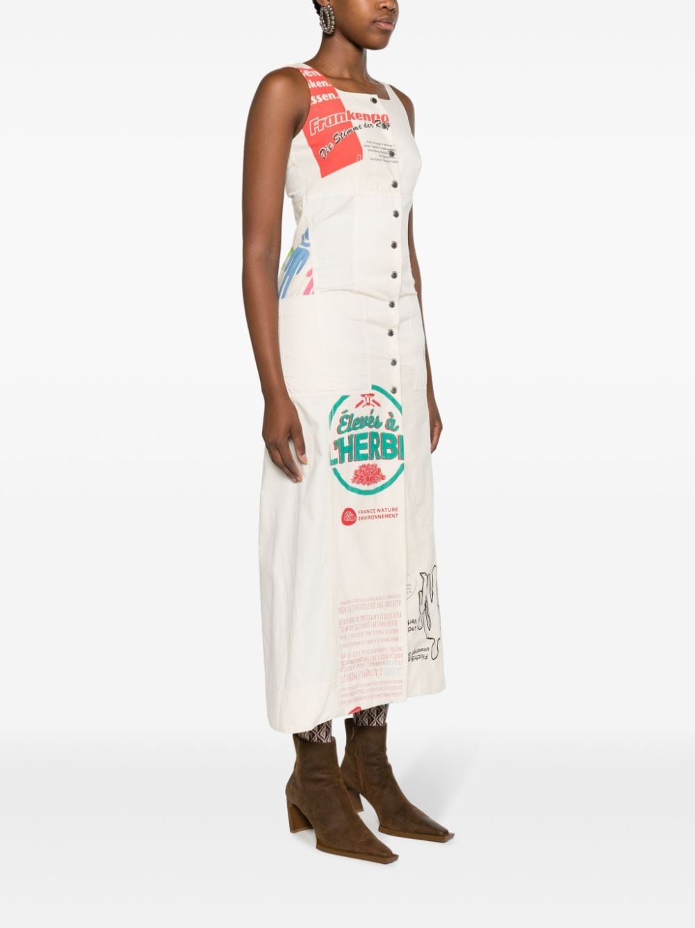 Regenerated Tote Bags Apron midi dress - 3