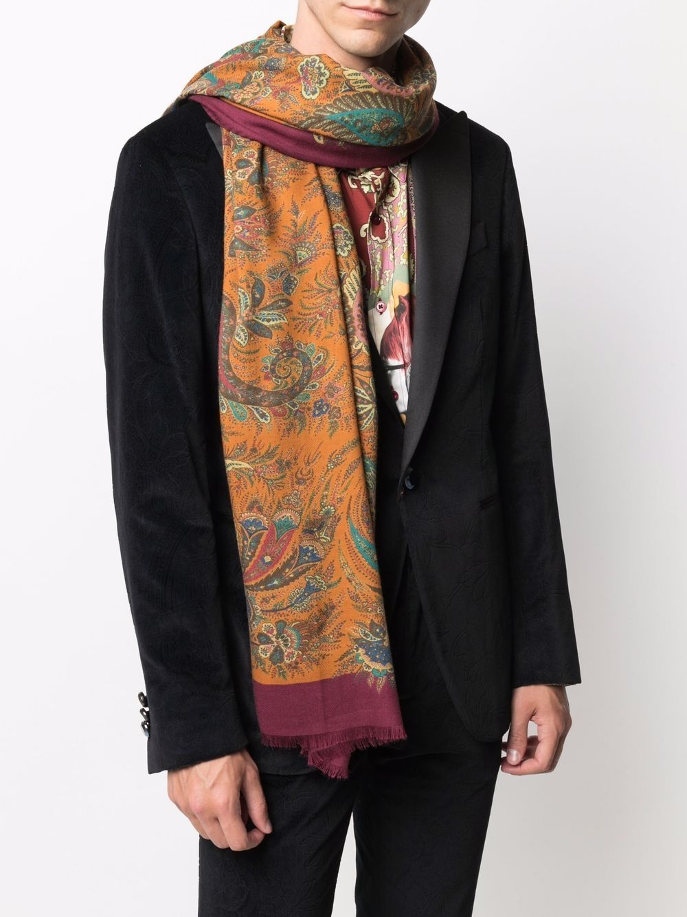 paisley-print silk-cashmere scarf - 2