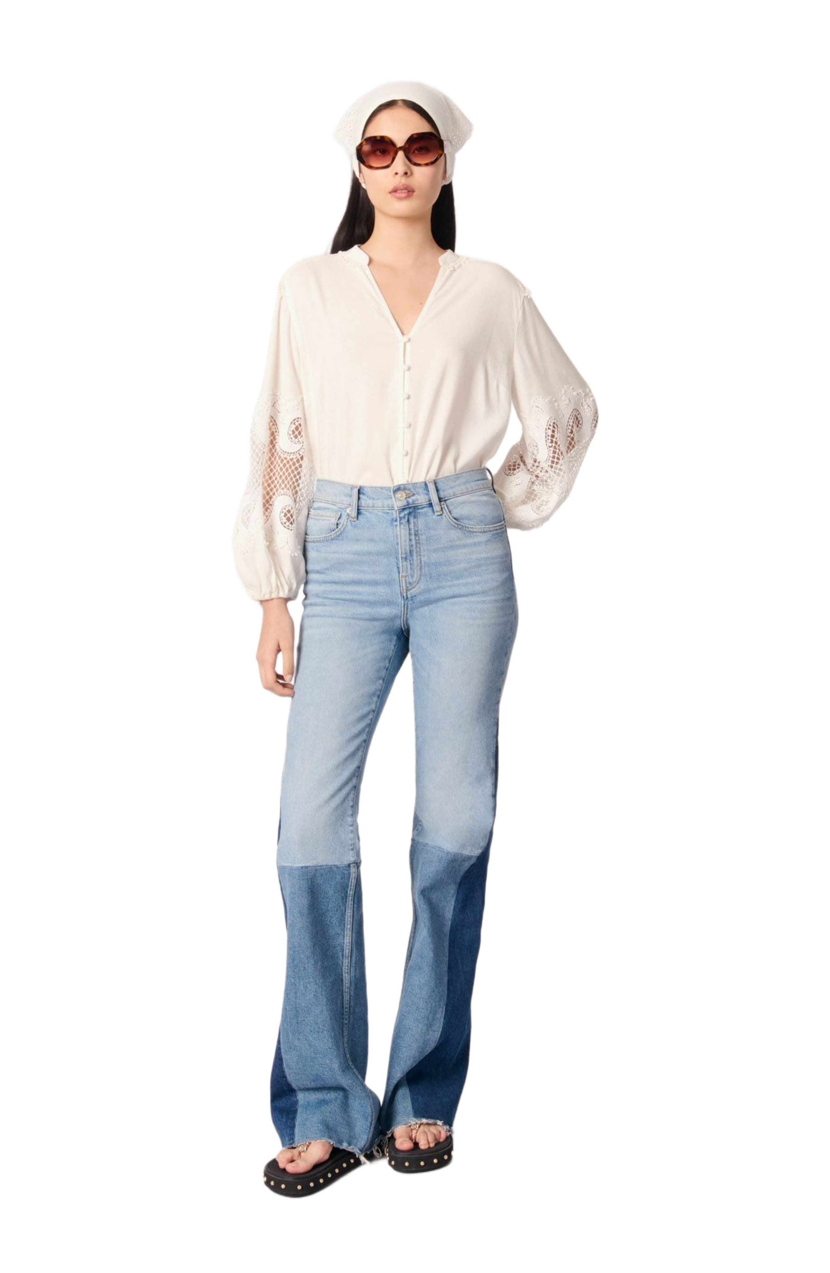 maje Shirt with embroidered sleeves in Ecru at Nordstrom - 3