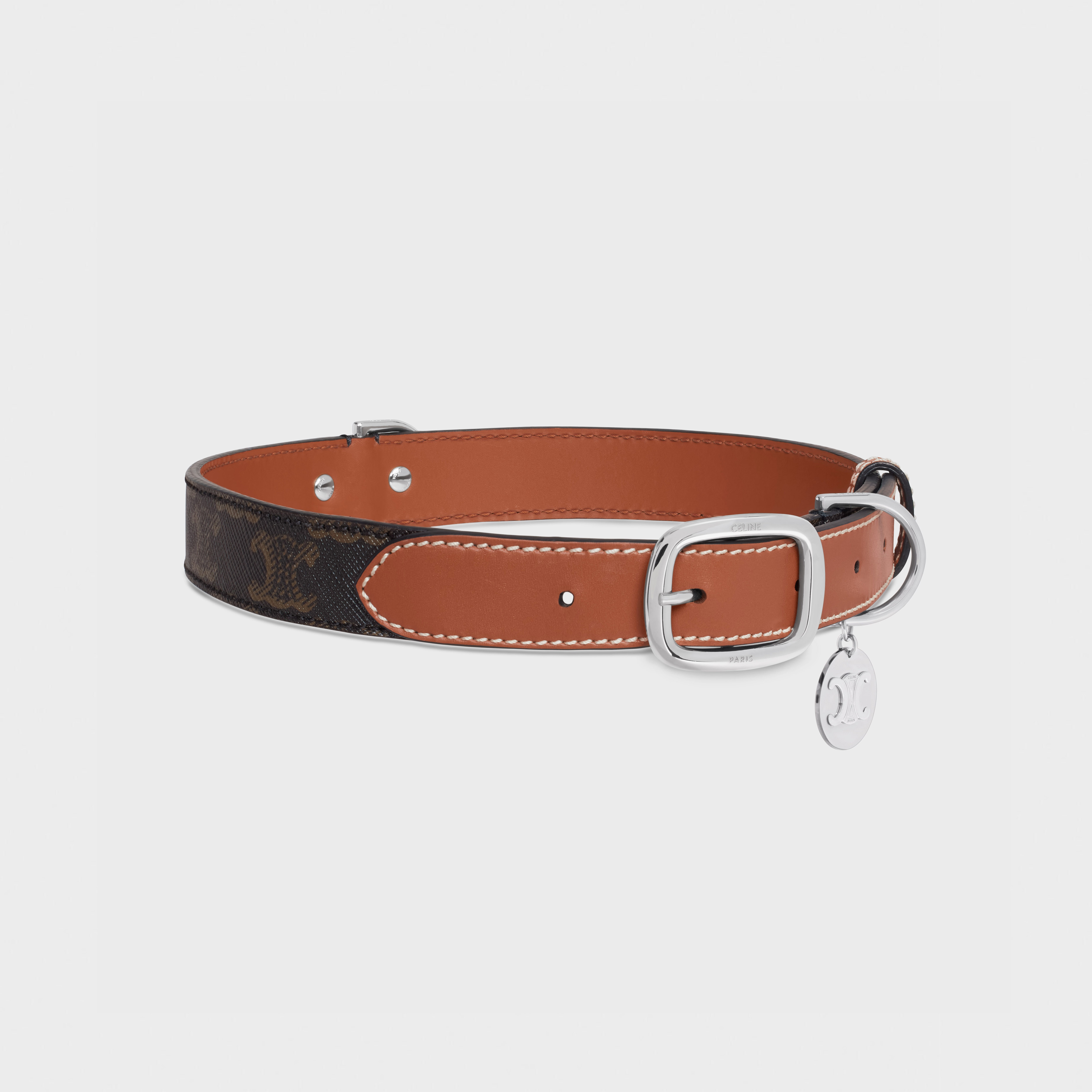 Wide Large Dog Collar in Triomphe Canvas and Calfskin - 2