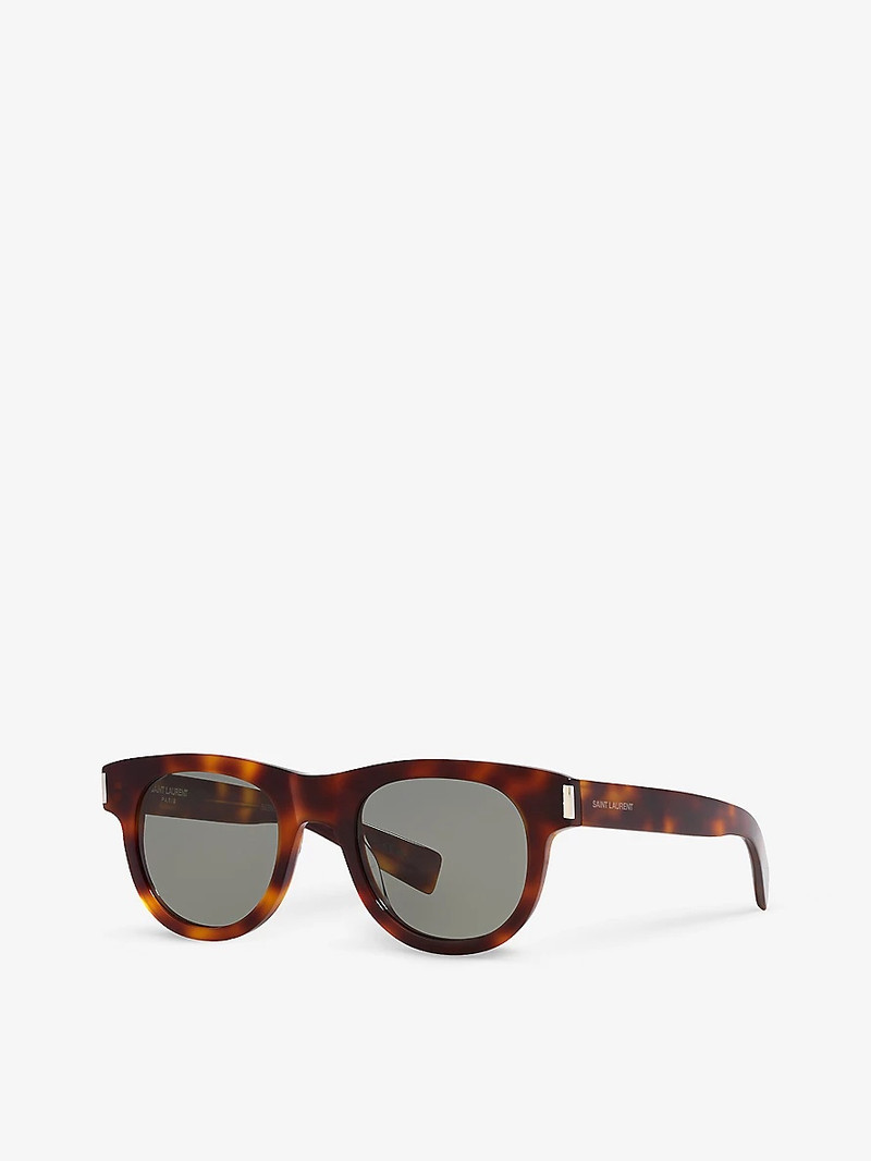 SAINT LAURENT Women's SL571 round-frame tortoiseshell acetate sunglasses outlook