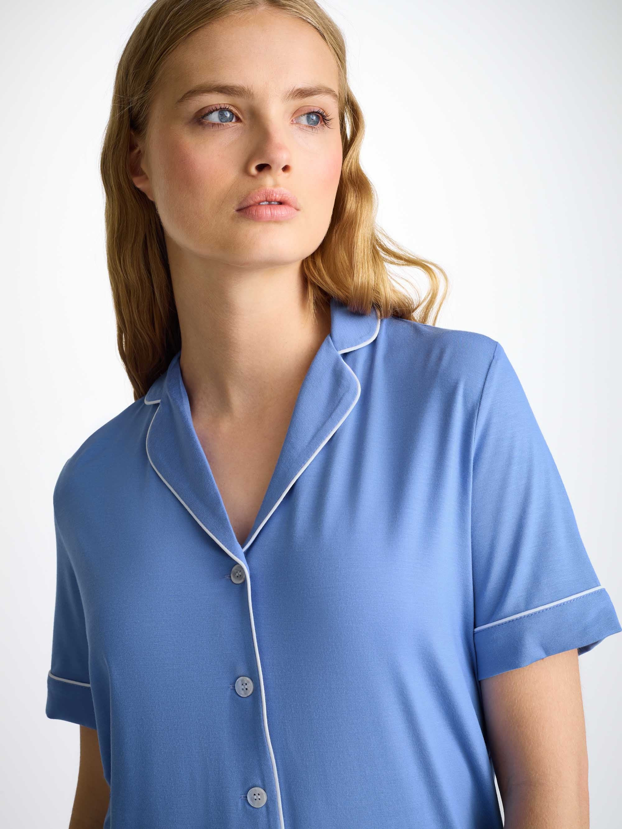 Women's Short Pajamas Lara Micro Modal Stretch Periwinkle - 5