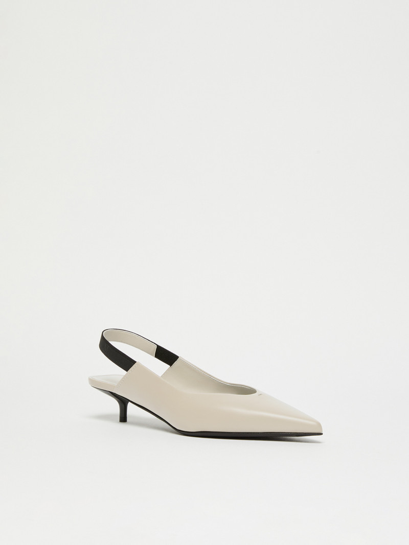 Max Mara SLINGY Leather slingbacks with branded ribbon detail outlook
