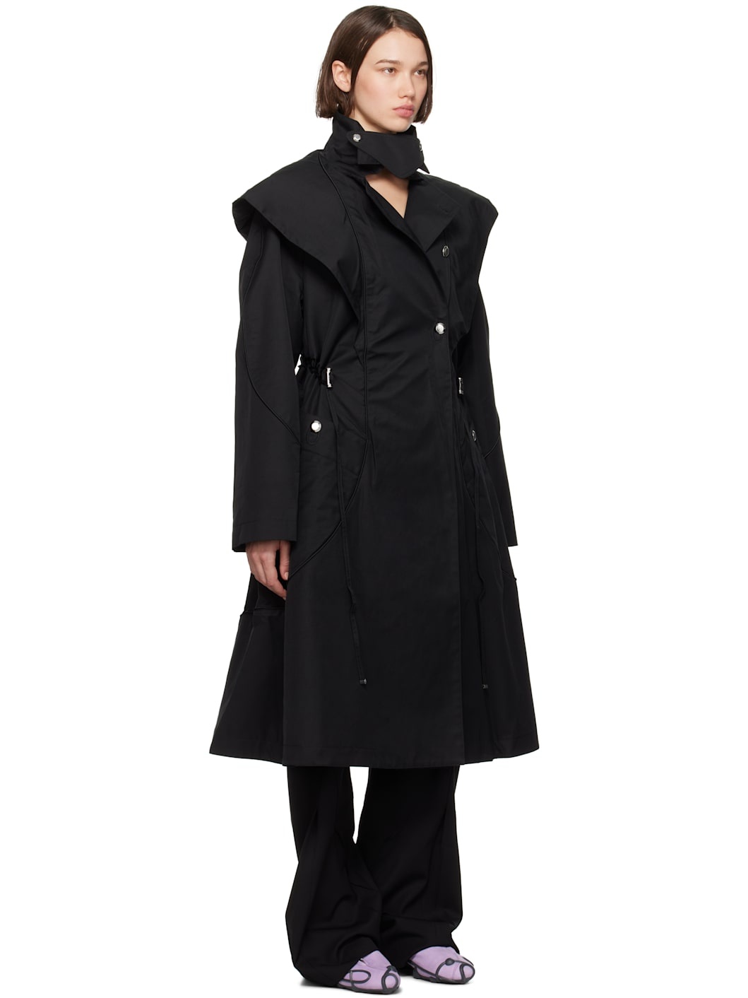 Black Herne Hooded Trench Coat - 2