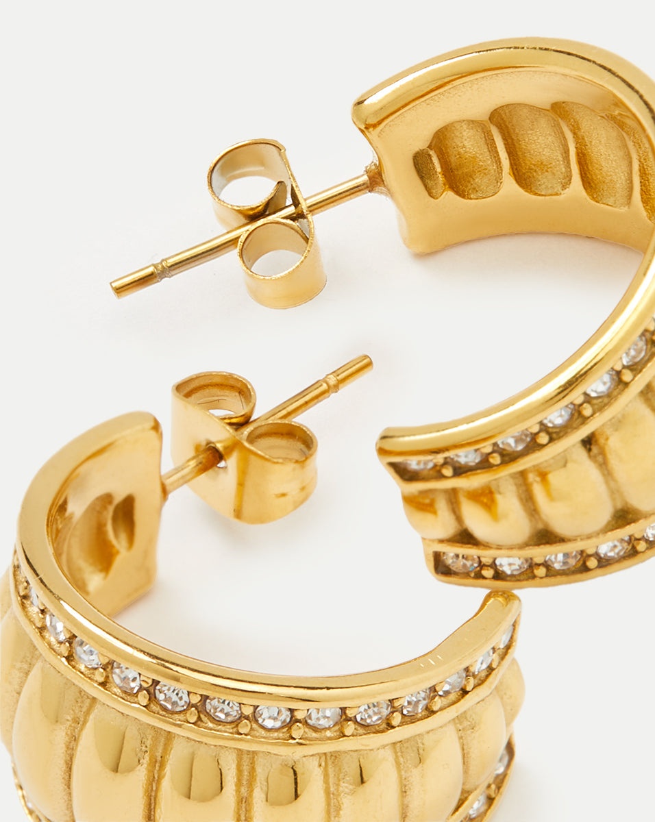 GOLD CRYSTAL CROISSANT EARRINGS - 3