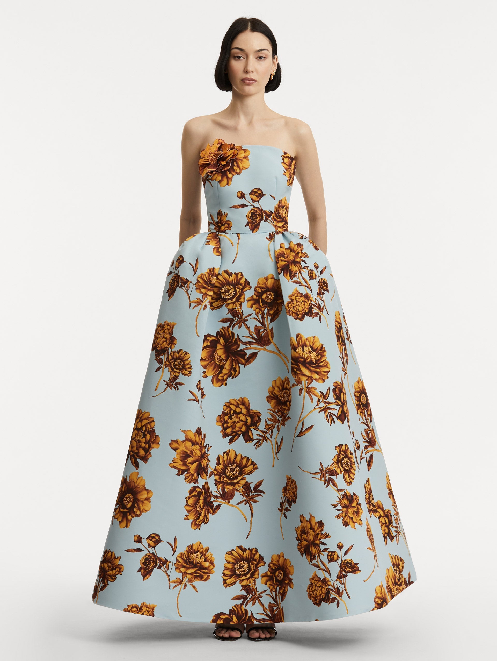 PEONY FAILLE GOWN WITH SHAWL - 4