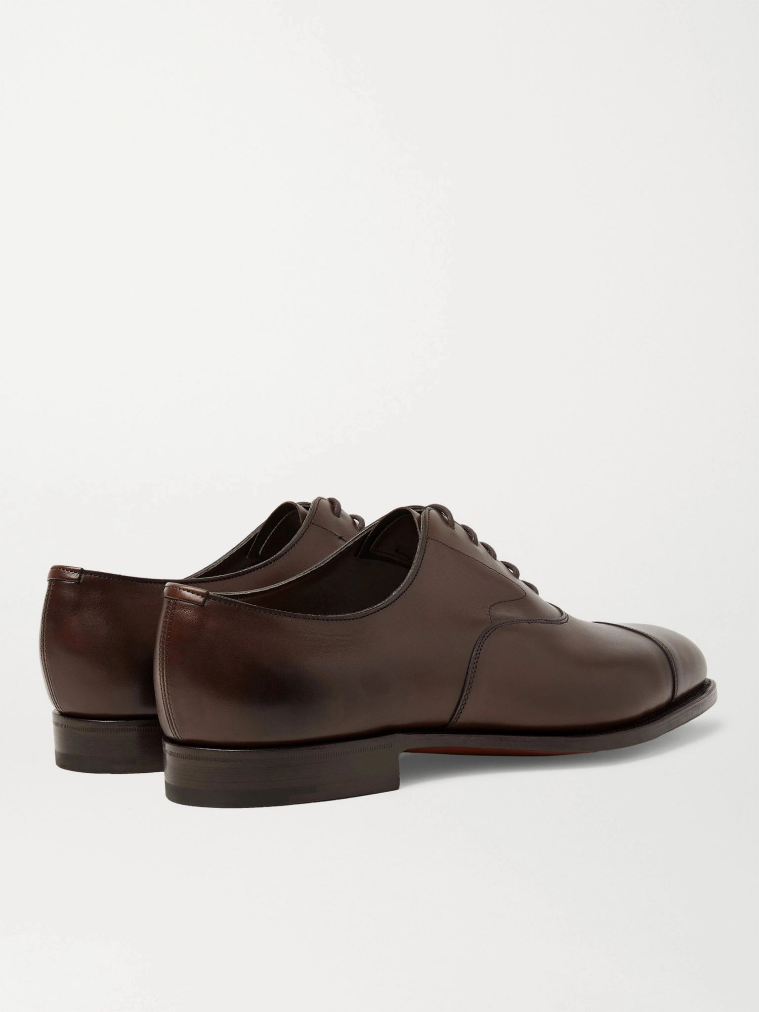 Chelsea Cap-Toe Burnished-Leather Oxford Shoes Dark brown - 5