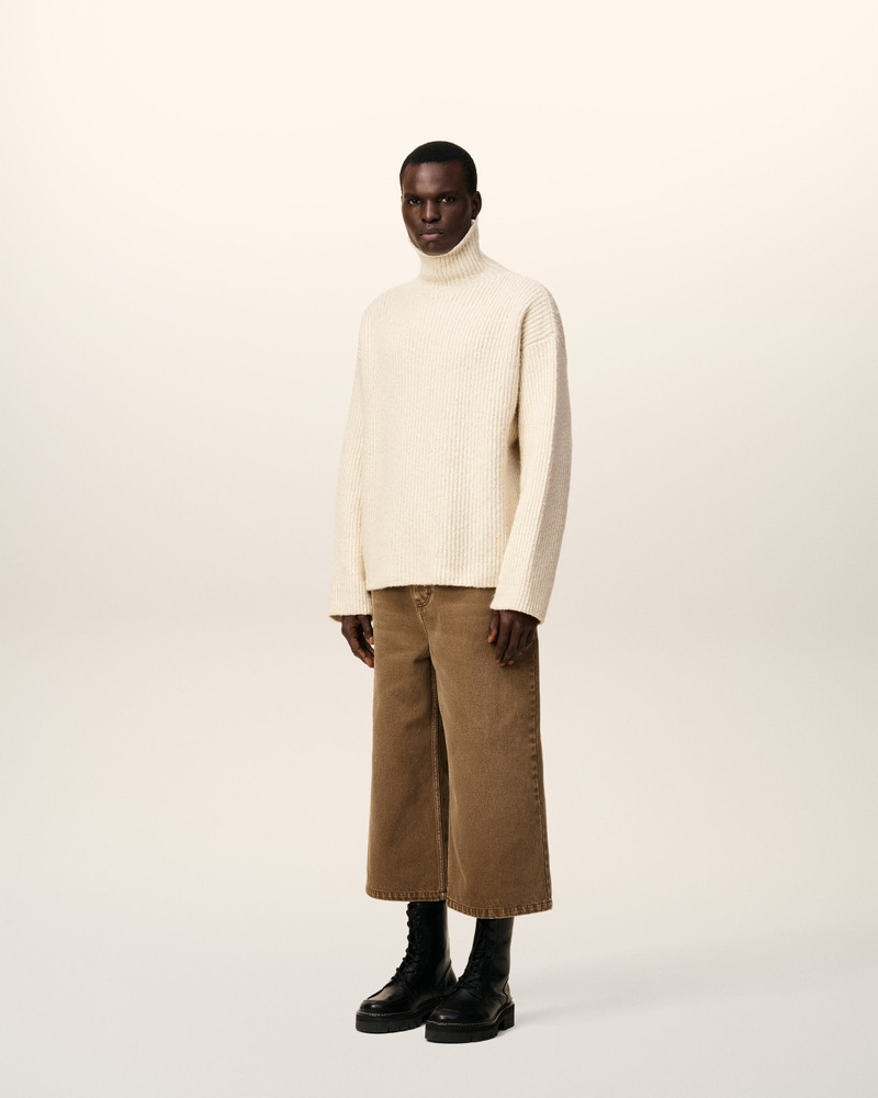 WHITE WOOL FUNNEL NECK SWEATER 6