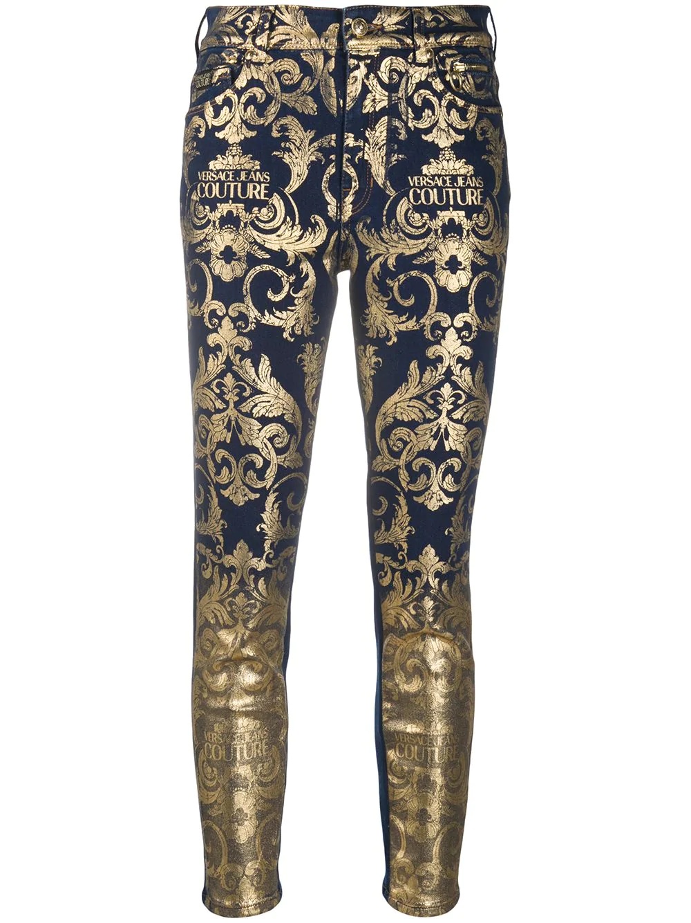 baroque-print skinny jeans - 1