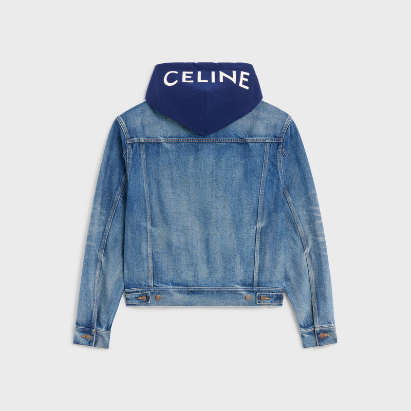 CELINE V-shaped trucker jacket in union wash denim outlook