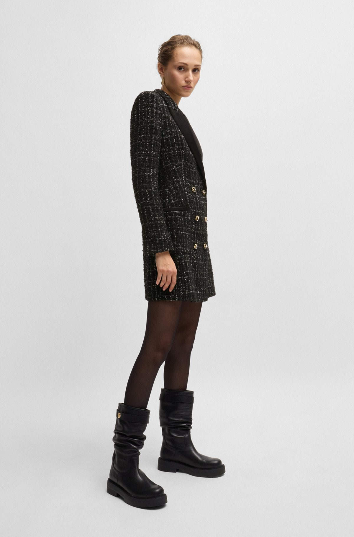 TUXEDO-STYLE DRESS IN SPARKLING TWEED - 3