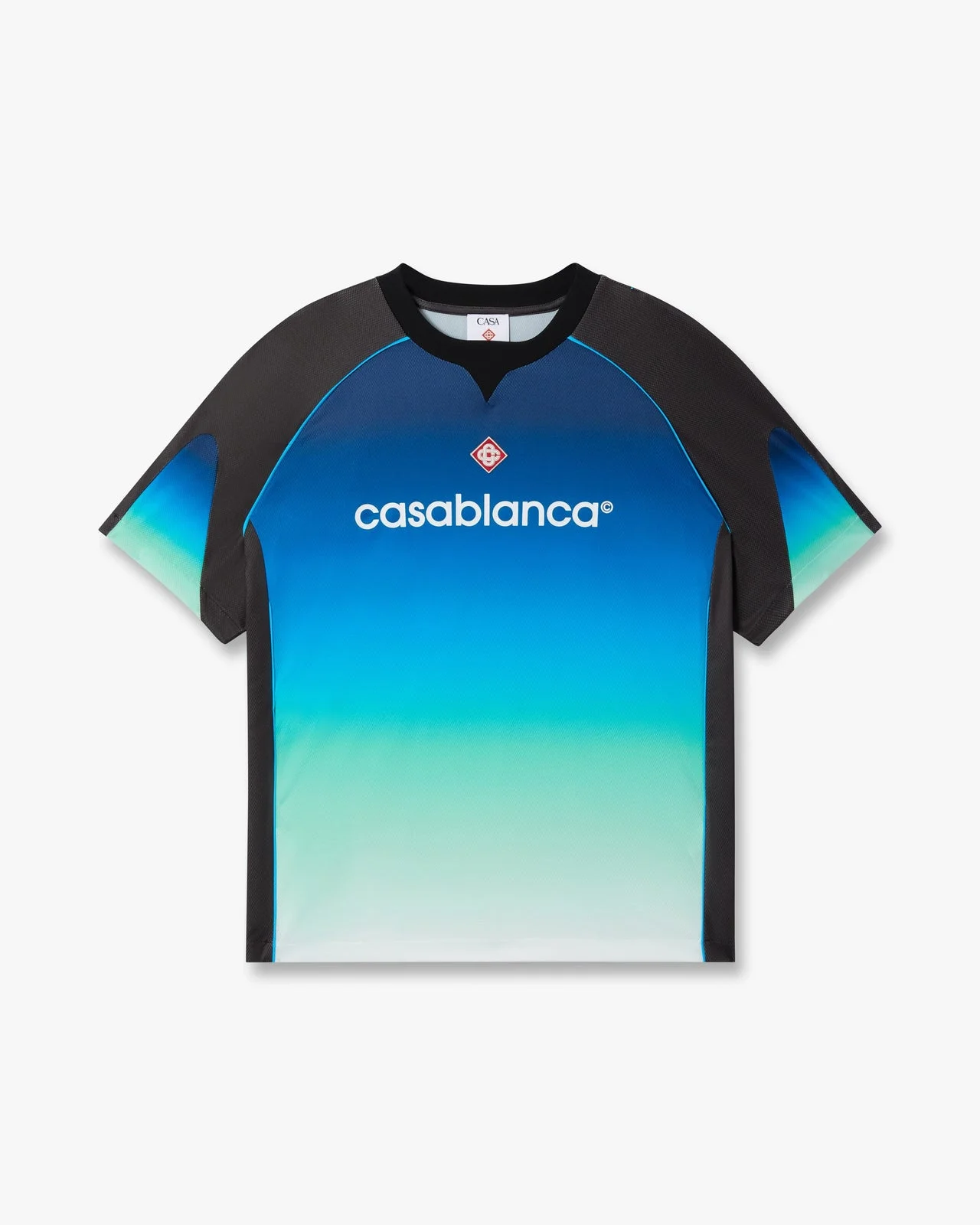 Blue & Green Gradient Short Sleeve Football Shirt | Casablanca Paris - 1