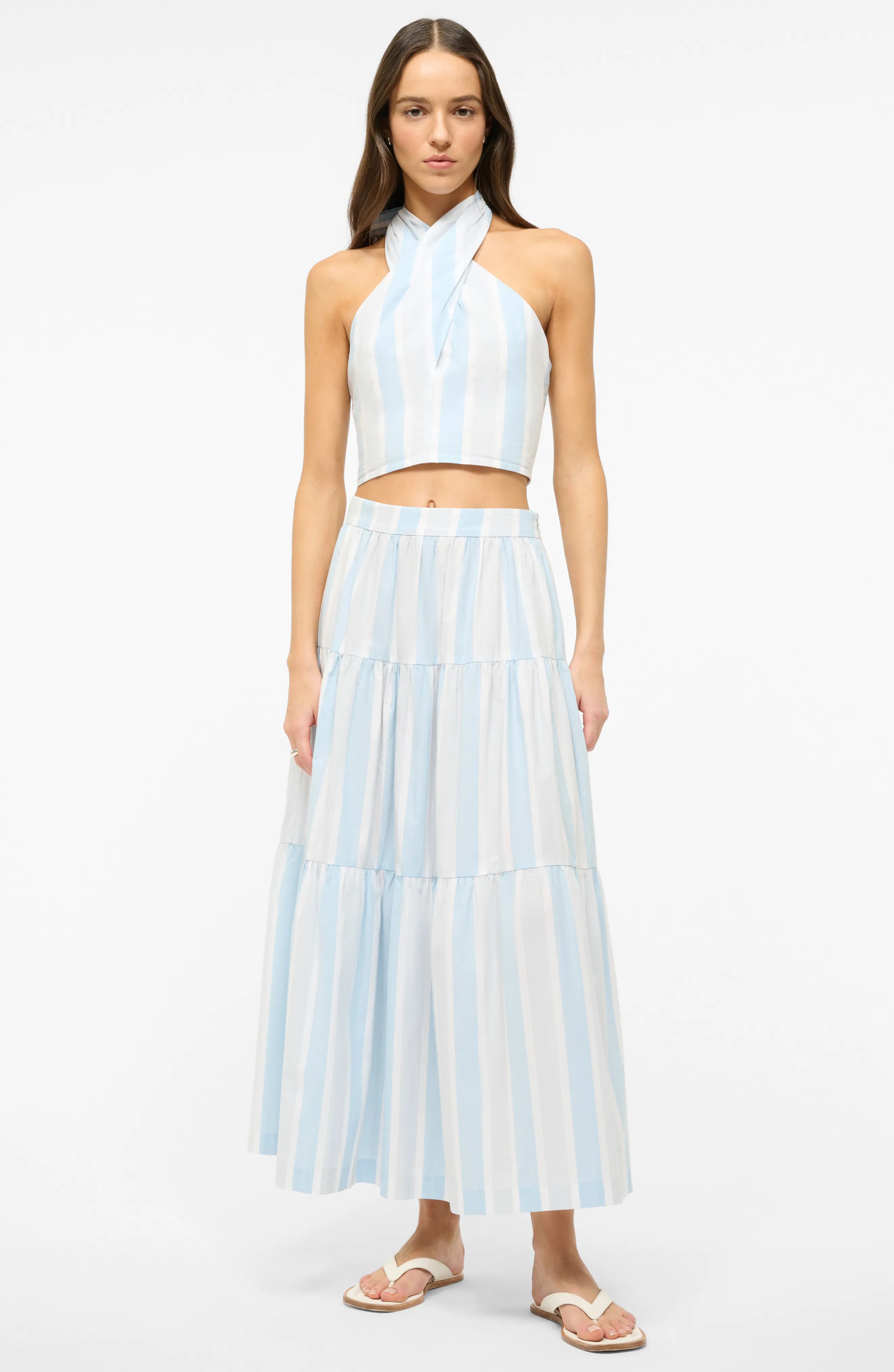 Sea Stripe Tiered Maxi Skirt - 3