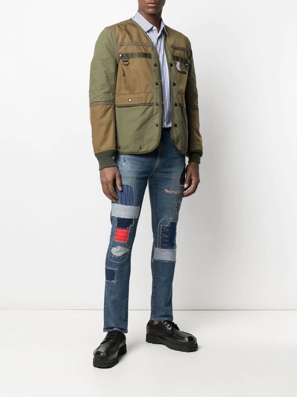patchwork skinny jeans - 4