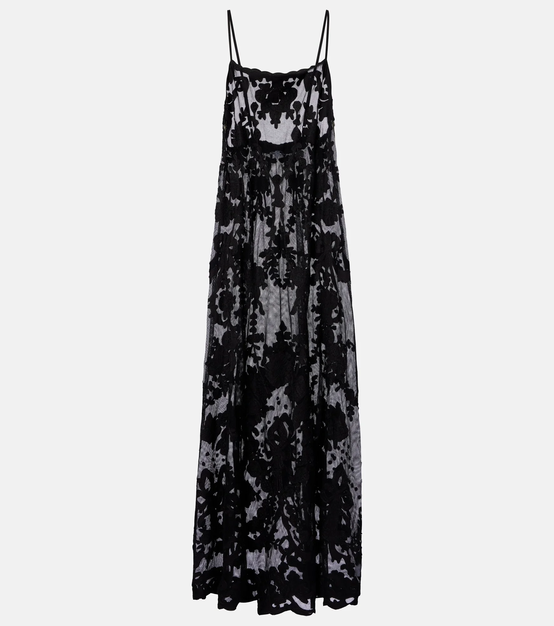 Embroidered sheer cotton maxi dress - 1