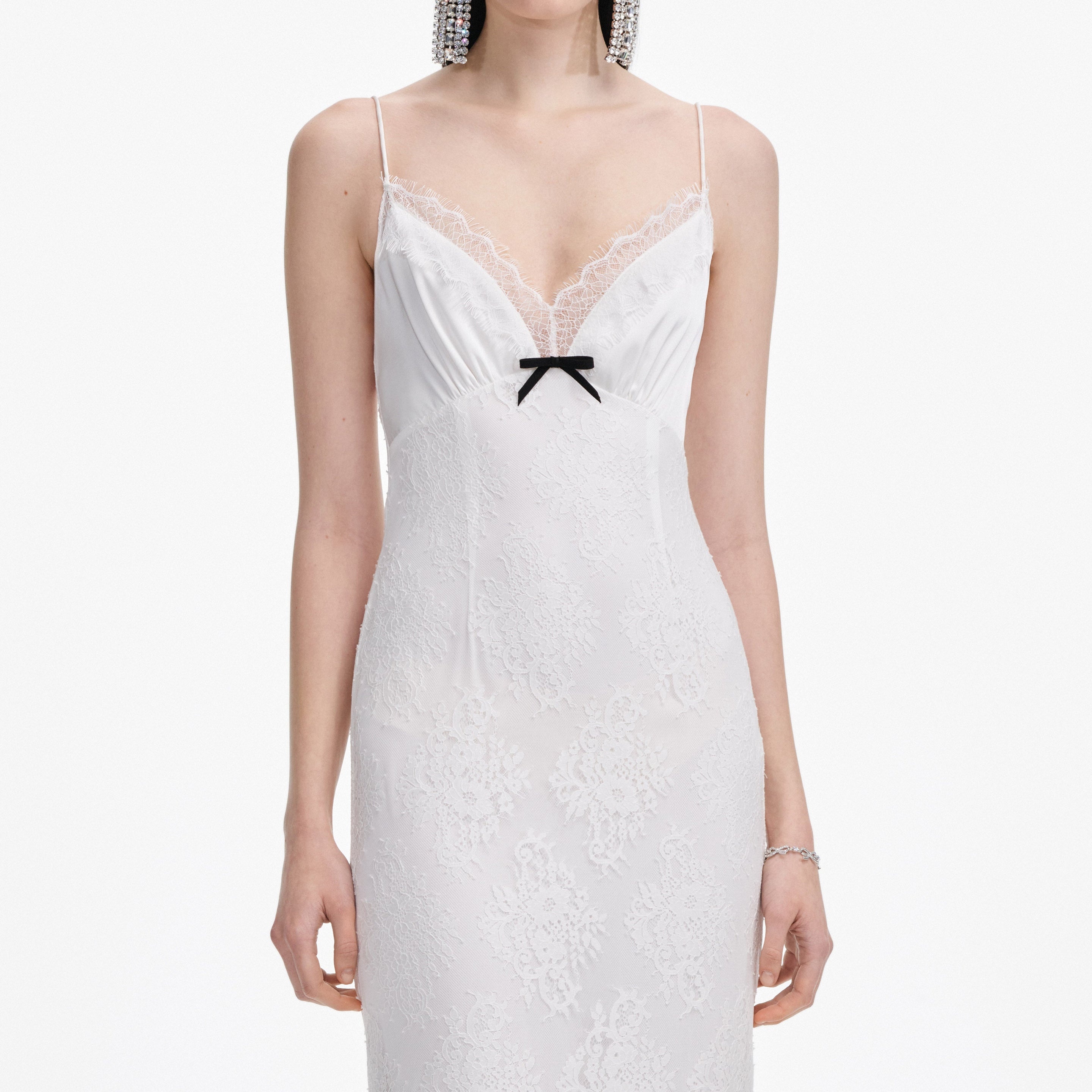 White Strappy Floral Lace Maxi Dress - 4