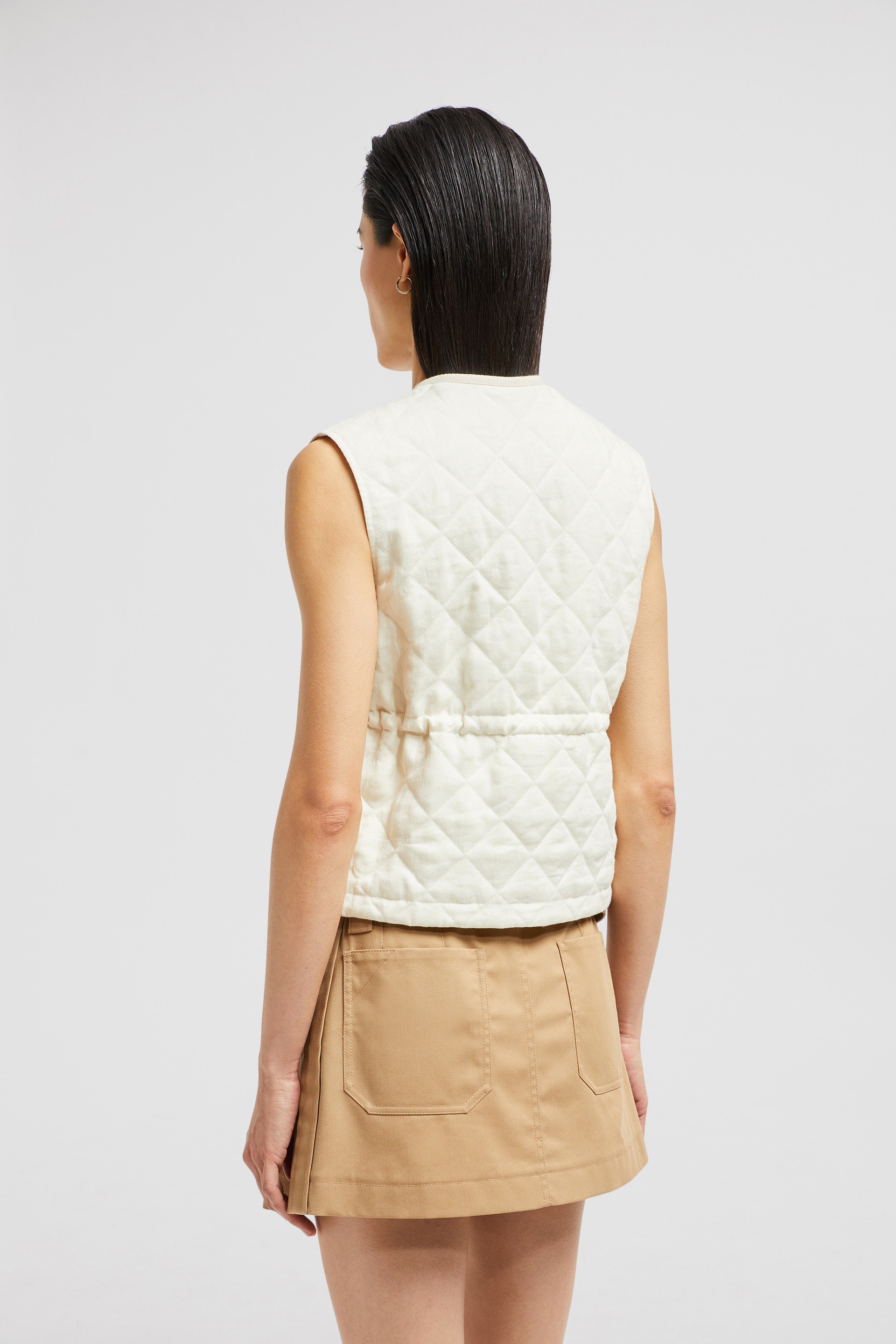 Vigny Diamond-Quilted Padded Linen Vest - 5