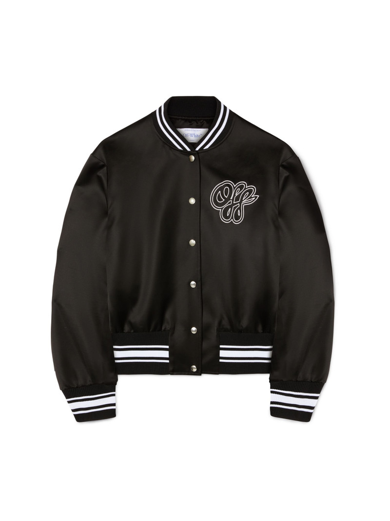 검정/백색 공단 Varsity 재킷 1