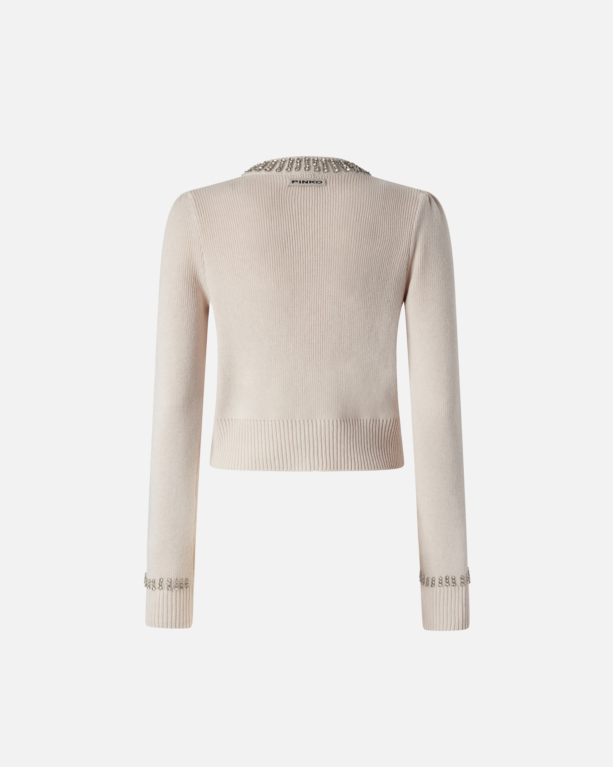 ROUND-NECK CARDIGAN WITH RHINESTONES - 2