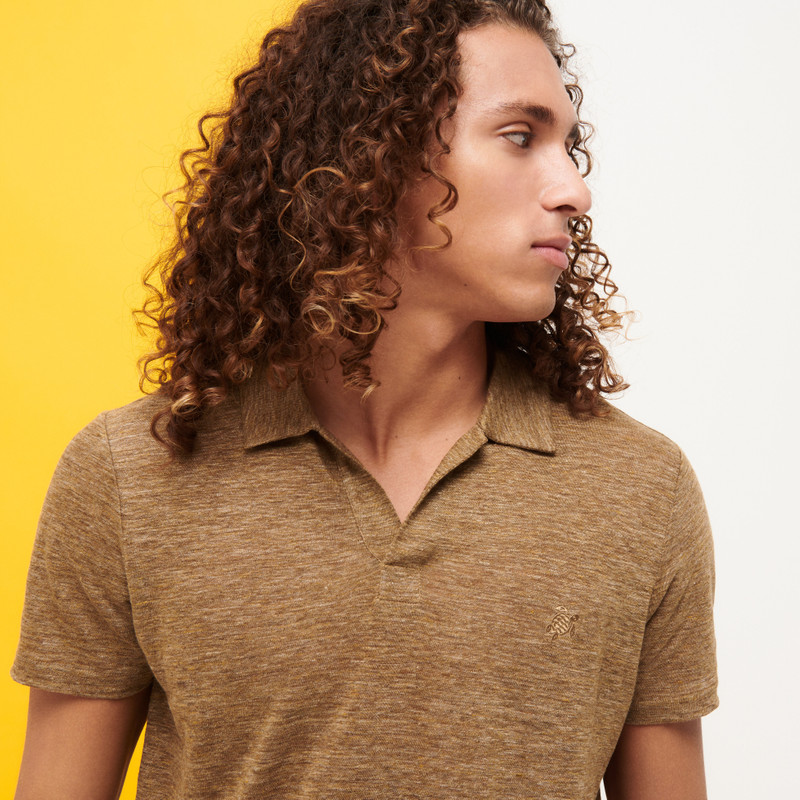 Men Linen Jersey Polo Shirt Solid 6