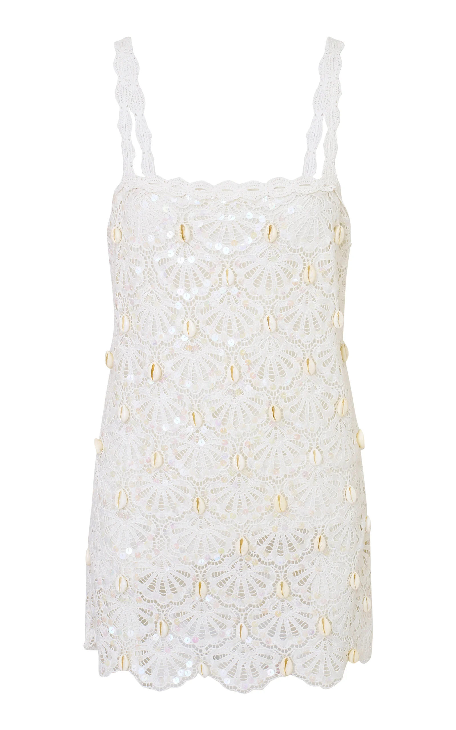 Lamont Shell Embellished Cotton Dress white - 1