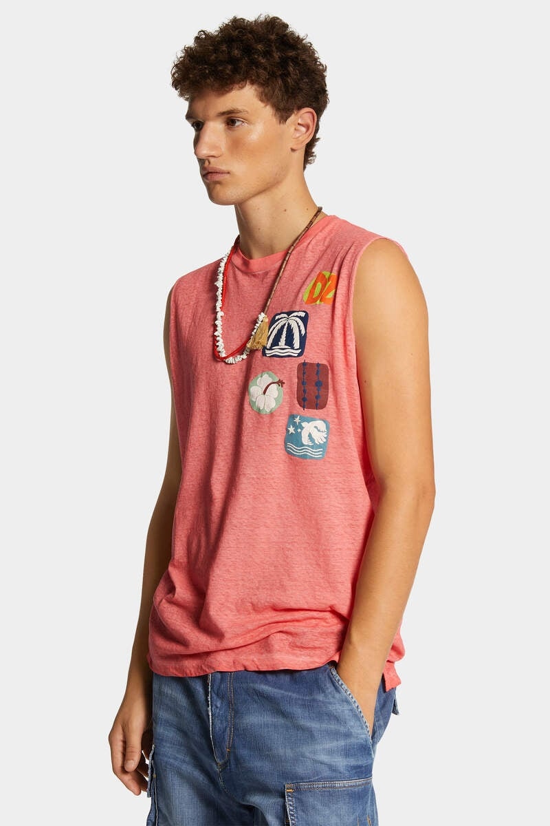 SUMMER LOVERS PRINTED SLEEVELESS T-SHIRT - 3