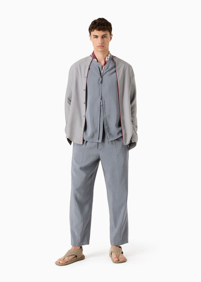 GIORGIO ARMANI Silk-blend twill zip-up shirt outlook